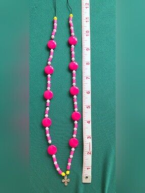 Pretty-in-Pink Cross Handmade Necklace